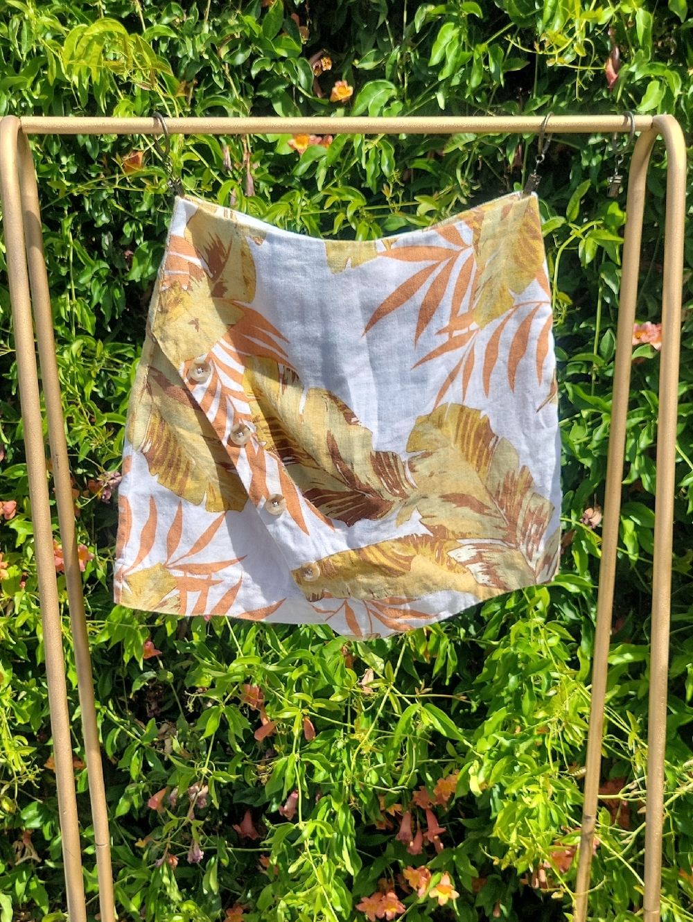 Zulu & Zephyr Bayleaf Tropical 100% Linen Mini Skirt   Sz S